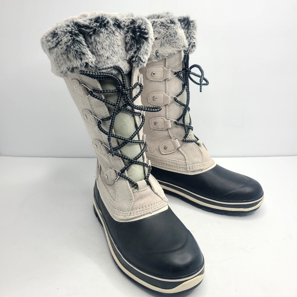 Khombu Emily Leather/Rubber Women’s Winter Boots Size‎ 8M Light Grey - Picture 1 of 8